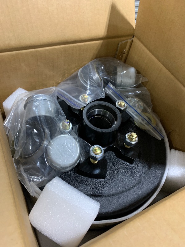 Photo 1 of Trailer Axle Electric Brake Kit, Pair of 5-Hole, 4.5" Bolt Circle Brake Drum with 10" x 2 1/4" Self-Adjusting Electric Brakes for 3500 lb Axles, Replacement 10” Brake Hub Drum Assembly