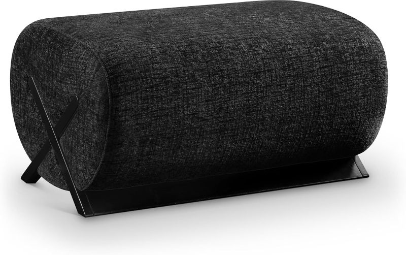 Photo 1 of Meridian Furniture 33072Black-Ott Akira Collection Art Deco Ottoman with Soft Fabric