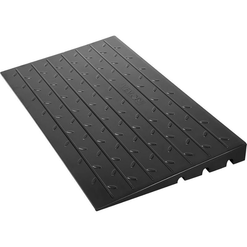 Photo 1 of VEVOR Rubber Threshold Ramp, 4" Rise Threshold Ramp Doorway, 3 Channels Cord Cover Rubber Solid Threshold Ramp