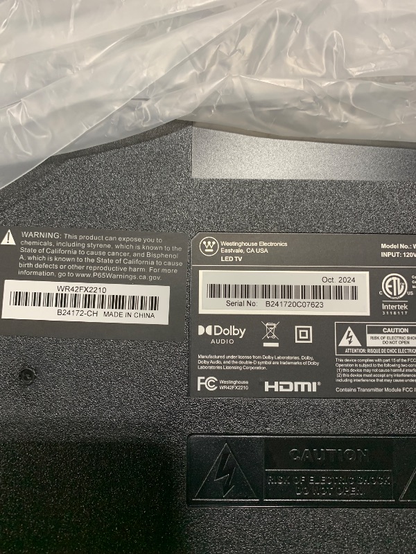 Photo 1 of Westinghouse Roku TV - 42 Inch Smart TV, 1080P FHD Television with Wi-Fi Connectivity and Mobile App, LED Flat Screen Compatible with Apple HomeKit, Alexa and Google Assistant