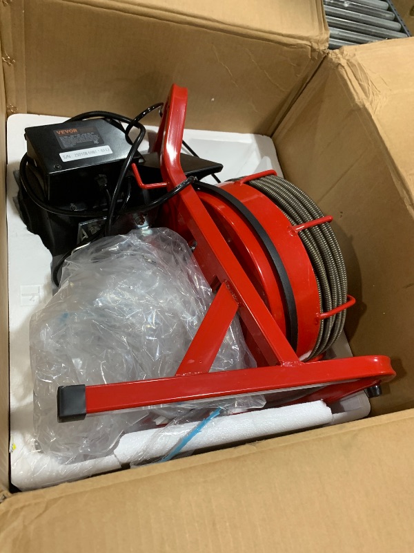 Photo 1 of VEVOR 75Ft x 3/8Inch Drain Cleaner Machine,fit 1 Inch/25MM to 4 Inch/100MM Pipes,250W Drain Cleaning Machine,Portable Electric Drain Auger with Cutters Glove Drain Auger Cleaner Sewer Snake