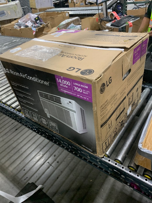 Photo 1 of LG LW1424RD, 14000 BTU, White 14,000 Window Air Conditioner, 115V, 700 Sq.Ft. (25' x 28' Room Size), Quiet Operation, Electronic Control with Remote, 3 Cooling & Fan Speeds, Auto Restart