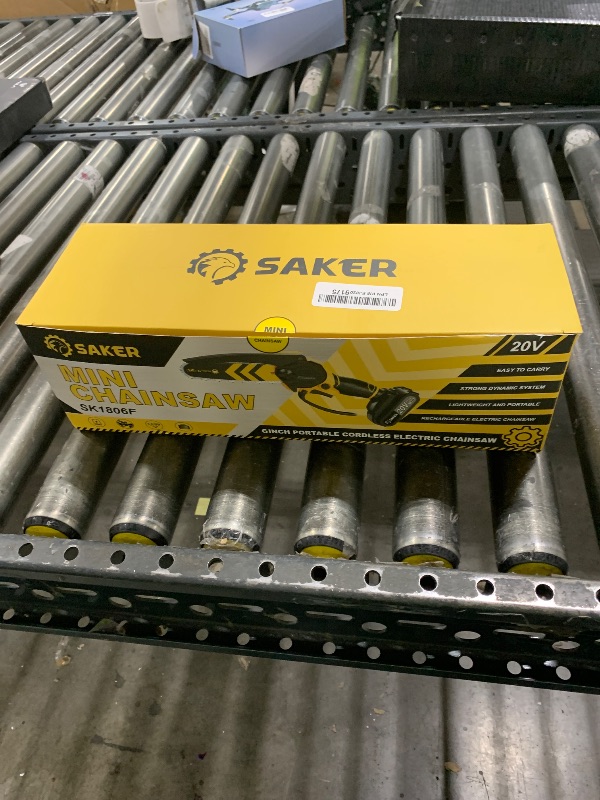 Photo 1 of Saker Mini Chainsaw Cordless 6-Inch-Switch Security Lock-Cordless Power Chain Saws-Handheld Small Chainsaw for Cutting Wood Trimming and Woodworking- Mini Chain Saw Cordless with 1 Battery