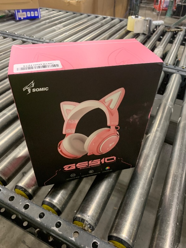 Photo 1 of EASARS Wireless Cat Ear Headphones, Pink Gaming Headset Bluetooth 5.0 for Smartphone, Retractable Mic, 50mm Drivers, RGB Lighting Headset with Mic (USB Dongle Not Included)