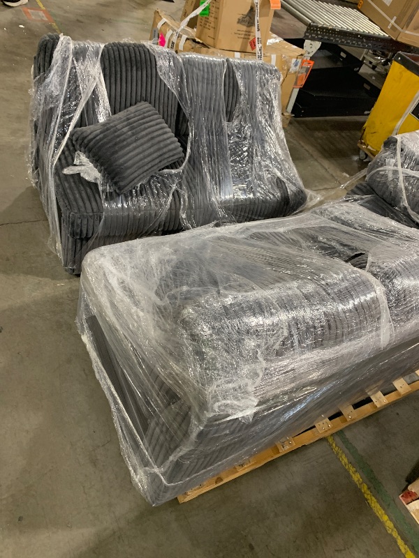 Photo 1 of Dark Grey Corduroy 3 Piece Sofa Set