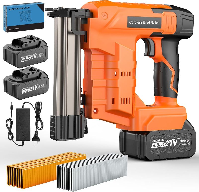 Photo 1 of Nail  Cordless with Battery 4.0Ah× 2, 2-in-1 18 Gauge Brad Nailer & Stapler, Includes 1600 Nails/Staples, Dual Mode Electric Nailer for Woodworking, Home Repairs, DIY, Carpentry