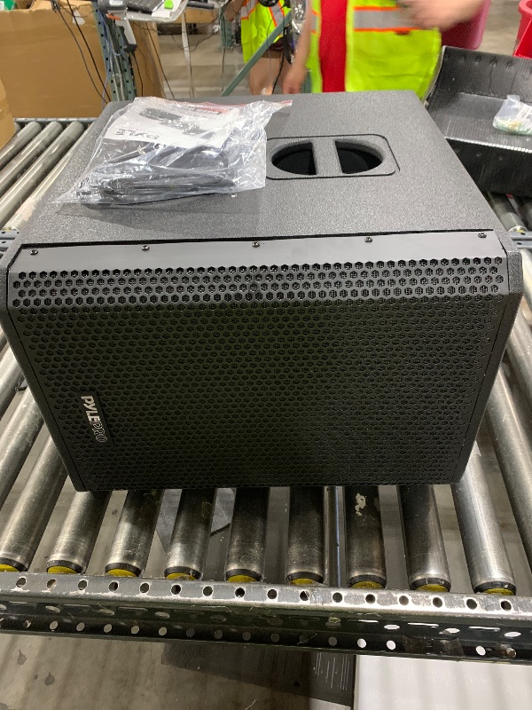 Photo 1 of Pyle 1600 Watt Box Subwoofer Speaker System Set - Active Powered 12” inch Woofer for PA System, Louder Bass, with DSP Digital Signal Processor, Built-in Pole Mount Socket & Carrying Handles