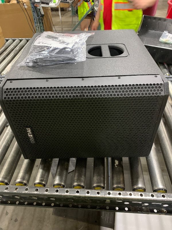 Photo 1 of Pyle 1600 Watt Box Subwoofer Speaker System Set - Active Powered 12” inch Woofer for PA System, Louder Bass, with DSP Digital Signal Processor, Built-in Pole Mount Socket & Carrying Handles
