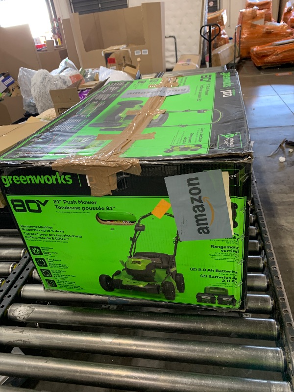 Photo 1 of Greenworks 80V 21" Brushless Cordless (Push) Lawn Mower (75+ Compatible Tools), (2) 2.0Ah Batteries and 30 Minute Rapid Charger Included