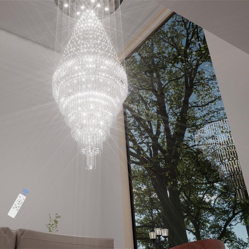 Photo 1 of Flashing God D48''X H120''High Ceiling Chandelier Crystal Raindrop Chandeliers Large