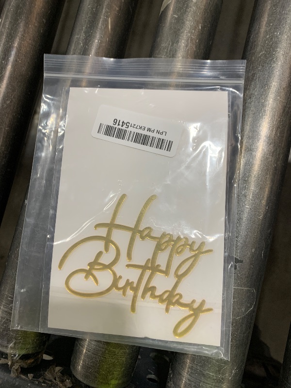 Photo 1 of 6 Pcs Happy Birthday Cake Topper, Gold Acrylic Cake Toppers Mirror Glitter Cake Topper Suitable for Adult or Children Birthday Party Decorations (Style 1)
