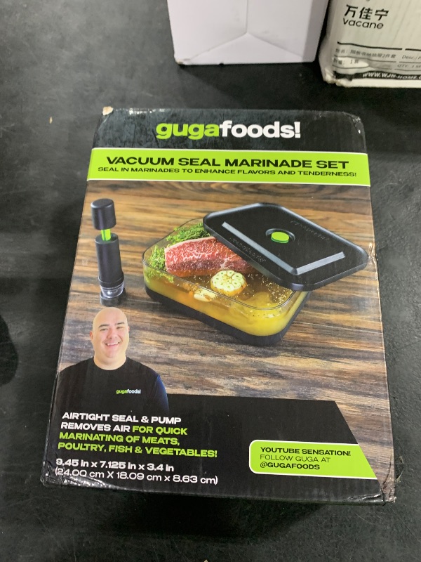 Photo 1 of Guga Foods Vacuum Seal Marinade Container Set, Air Sealed Pump, Removes Air for Quick Marination, Barbecue & Grilling Marinator