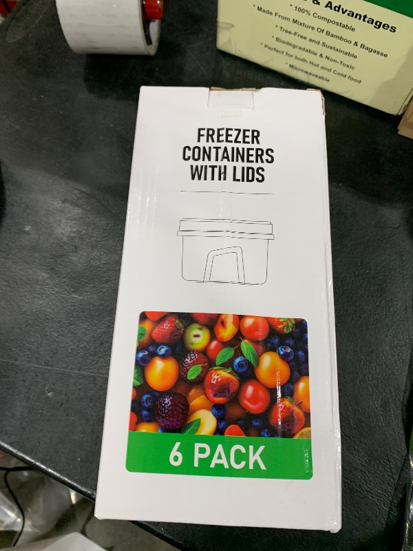 Photo 1 of 6 Pack-16 OZ Freezer Storage Containers, Small Plastic Containers with Twist Top Lids, Round Food Storage Containers, Reusable Soup Container Microwave/Dishwasher Safe