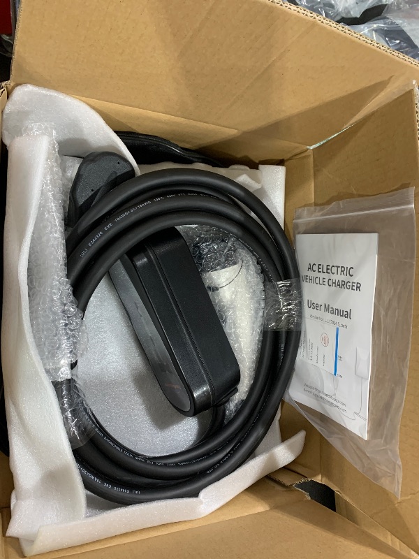 Photo 1 of Level 2 EV Charger, 32A Portable Electric Car Charger with LCD Display, 220V 20FT Cable, NEMA 14-50 Plug, Adjustable Current (10-32A), Compatible with All J1772 EVs for Home Use and On Road Trip