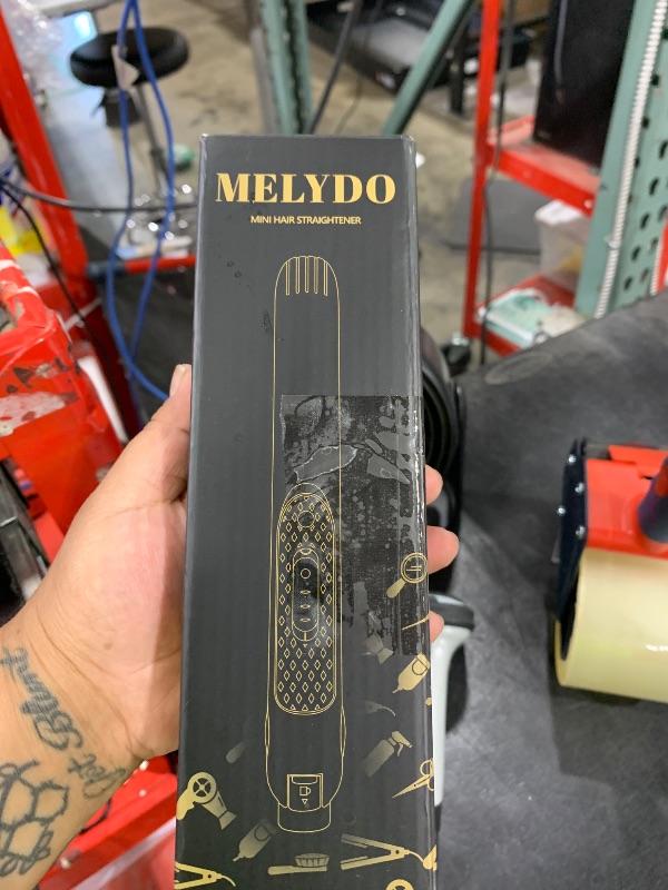 Photo 1 of MELYDO Mini Flat Iron, Ceramic Tourmaline Small Hair Straightener for Short Hair/Bangs, Dual Voltage Travel Hair Straightener, Portable Mini Straightener with Storage Pouch(Black)