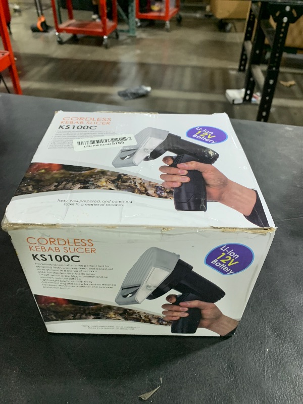 Photo 1 of NJTFHU Cordless Gyro Knife Electric Kebab Slicer Commercial Shawarma Meat Cutter Wireless Portable Kebab Knives with 2 Blades 0.5mm for Restaurant Home Outdoor, Two batteries in total.