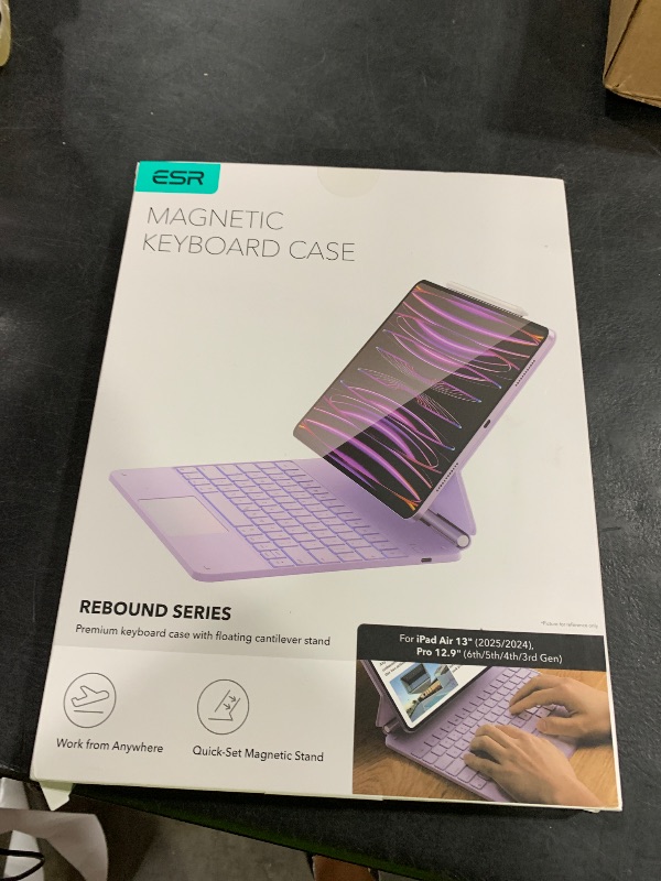 Photo 1 of ESR iPad Air 13 inch Case Keyboard (M3,2025/M2,2024), iPad Pro 12.9 inch Magic Keyboard, Easy-Set Floating Cantilever Stand, Precision Multi-Touch Trackpad, Rebound Series, Purple?NOT for Pro 13?