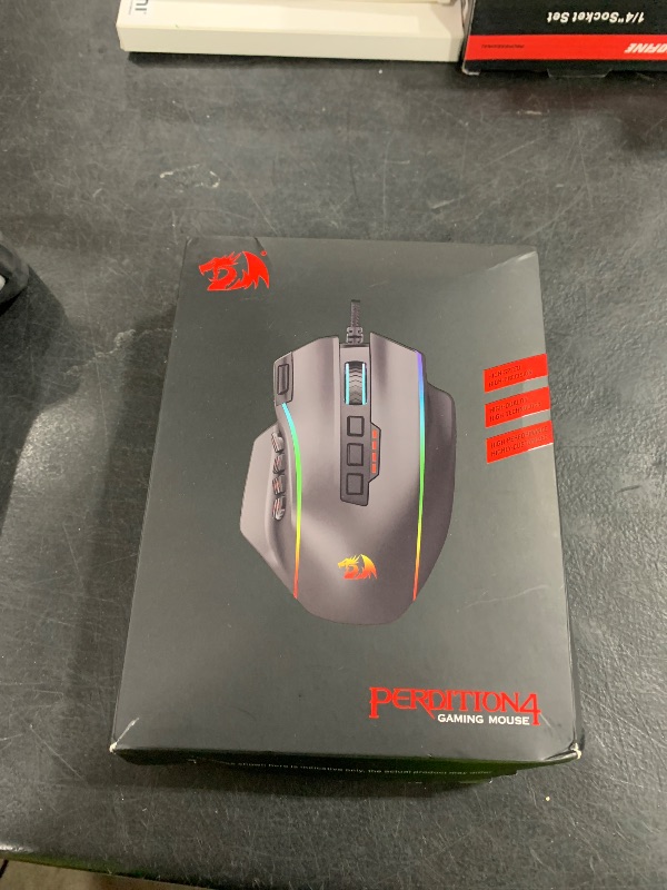 Photo 1 of Redragon Gaming Mouse, MMO Mouse Gaming UP 12400 DPI, 19 Macro Programmable Buttons, RGB Mouse with 12 Side Buttons, 8 * 2.4g Weight Tuning for PC Laptop MOBA FPS, M901K, Black