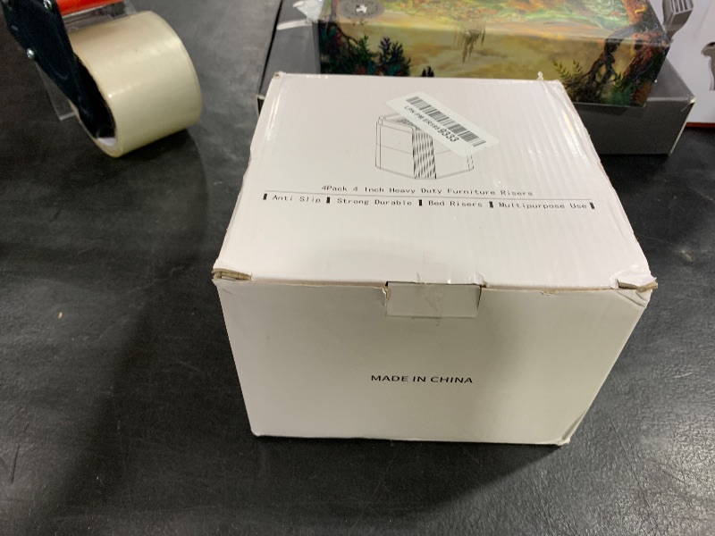 Photo 1 of 4 Pack Bed Risers Heavy Duty, Adjustable Furniture Riser Blocks Lift 2, 4 inches for Couch Sofa Table Chair Leg Refrigerator Washing Machine, Support Up to 2000 Lbs (Black 4 inch)