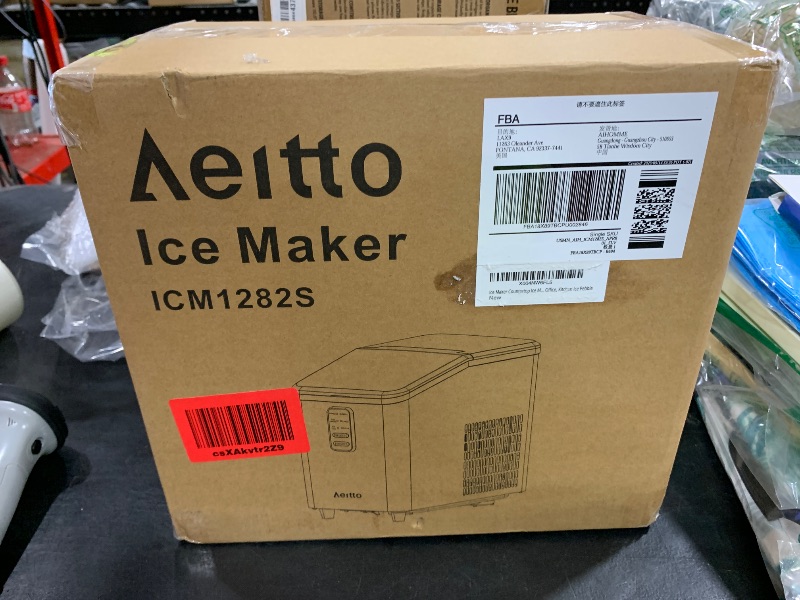 Photo 1 of Aeitto Ice Maker Countertop 26lbs/24H, Ice Machine 8 Ice Cubes Ready in 6 Mins, 2 Sizes of Bullet Ice Portable Ice Makers with Basket & Scoop, Auto Self-Cleaning for Home/Kitchen/Office Stainless