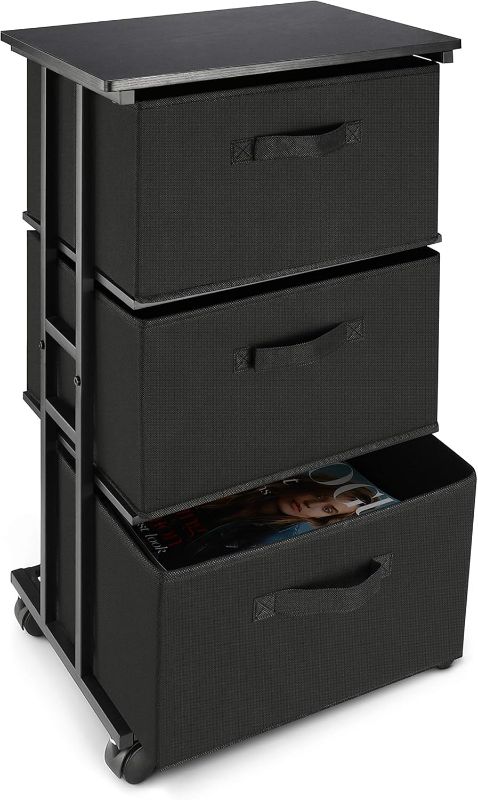 Photo 1 of  Dresser Storage with 3 Drawers, Fabric Dresser Tower, Vertical Storage Unit for Bedroom, Closet, Office, Black