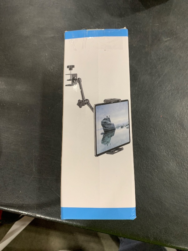 Photo 1 of YOOZ Desk Kitchen Tablet Holder [Suitable for Tabletop & Cabinet] Adjustable Metal Arm Cupboard Tablet Mount Stand for iPad Pro 12.9 Air Mini, Galaxy Tab Ultra, Switch, 6-14.6" Devices