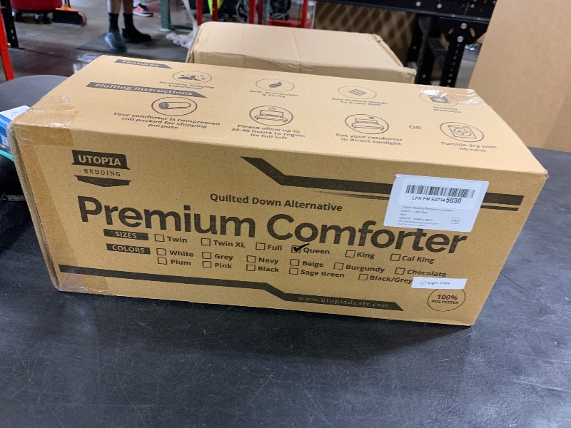 Photo 1 of Utopia Bedding Comforter Duvet Insert, Quilted Comforter with Corner Tabs, Box Stitched Down Alternative Comforters Queen Size (Light Grey)