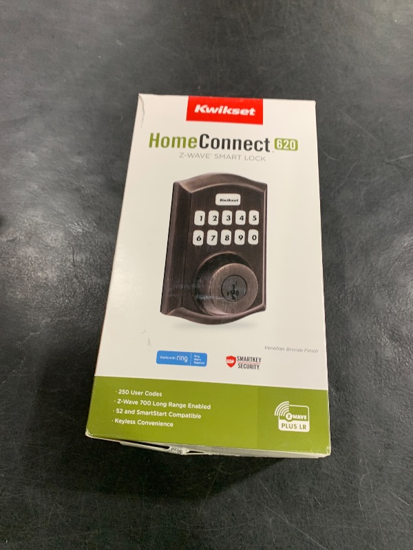 Photo 1 of Kwikset HomeConnect 620 Z-Wave Long Range Enabled Keypad Smart Lock Convenient Keyless Entry, Customizable User Codes, Ring Alarm Compatible, Hub Required, Sold Separately Venetian Bronze Traditional