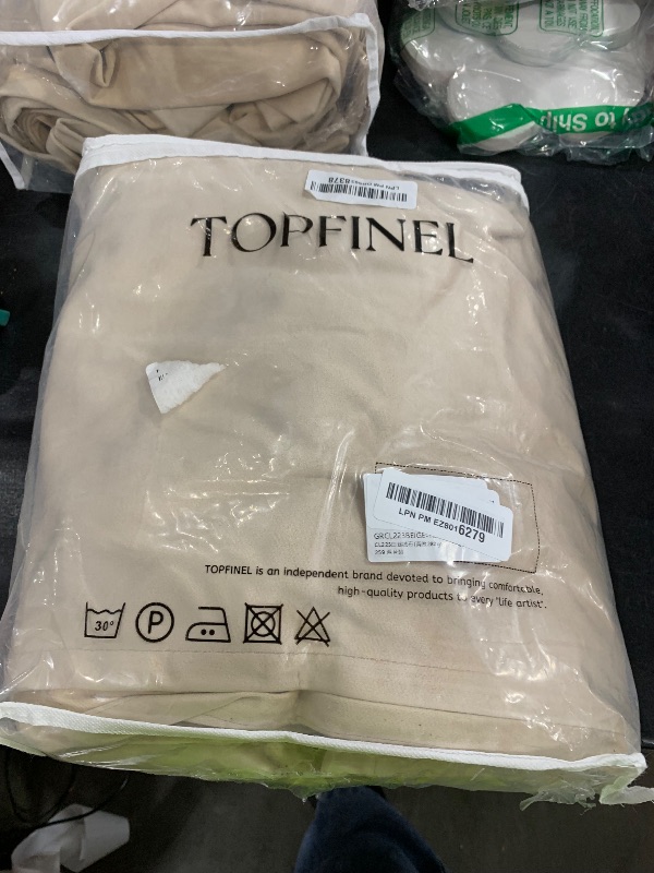 Photo 1 of Topfinel 102 Inches Long Custom Blackout Linen Curtains, Pinch Pleated Noise Cancelling Curtains with Pin Hooks for Traverse Rods, Burlap Viral Drapes 2 Panels for Living Room Master Bedroom Oatmeal
