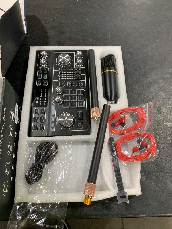 Photo 1 of Podcast Equipment Bundle for 2, Audio Mixer with Condenser Microphone and 48V Phantom Power Supply Audio Interface for Live Stream Record Game