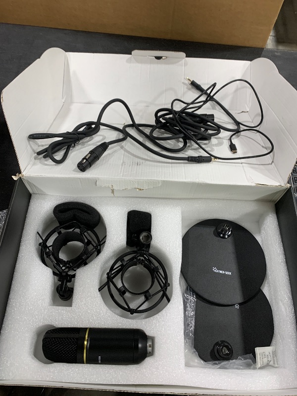 Photo 1 of Podcast Equipment Bundle for 2, Audio Mixer with Condenser Microphone and 48V Phantom Power Supply Audio Interface for Live Stream Record Game
