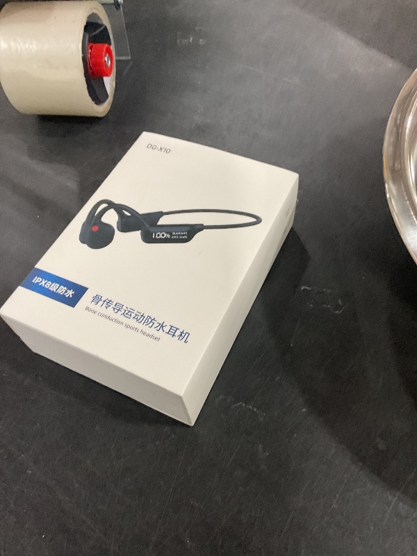 Photo 1 of DHBY Swimming Headphones Bone Conduction Open Ear Headset MP3 Player Built-in 32G Memory IP68 Underwater Waterproof Stereo Bluetooth Earphone LED Screen for Driving Bicycling Running Skiing-X10 White