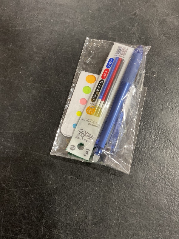 Photo 1 of monoc Pilot Frixion Ball 4 Click Retractable 4 Color Gel Ink Erasable Multi Pen 0.38mm / Blue Black Body & Each 4 Color Refills (Black, Blue, Red, Green) Value Set Sticky note set(Japan Import)