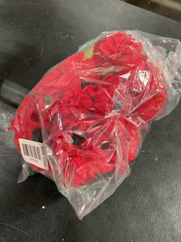 Photo 1 of Melorca&Guilla Artificial Flowers,24Pcs 13.5inch Red Poppy Fake Flowers,Real Touch Faux Flowers, Spring Décor Fake Silk Flowers for Wedding Kitchen Shop Office Home Décor (24, Red Cornpoppy)