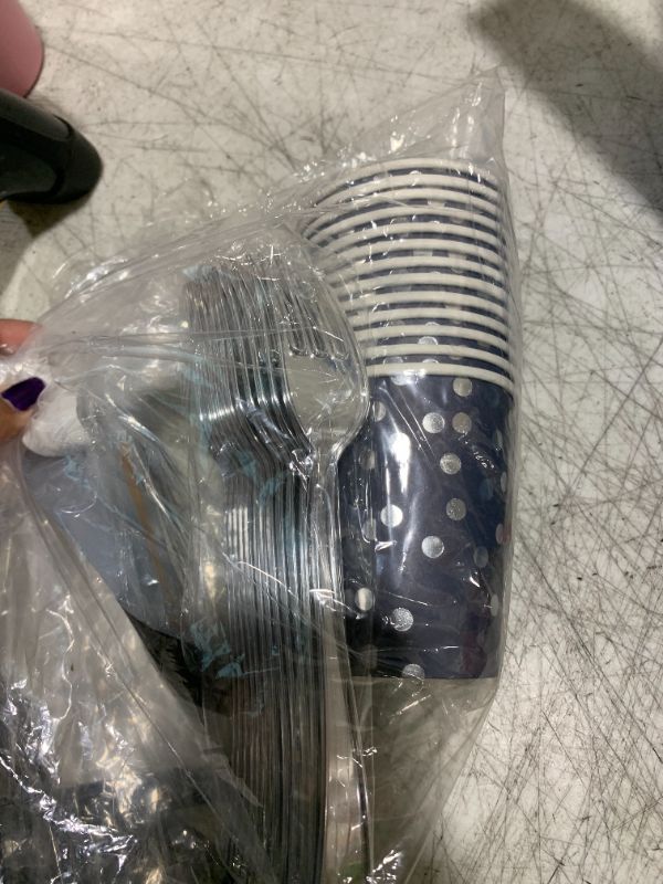 Photo 1 of Rumia 21st Birthday Decorations for Men and Women, 131 PCS Navy Blue Silver Party Supplies Includes Happy Banner Balloons Napkins Cups Tablecloth Plates Foil Backdrops Anniversary Decor B1G7K1AUS