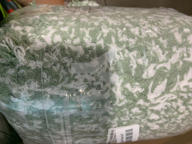 Photo 1 of Yimobra Fluffy Bathroom Rugs Sets 2 Piece, Shaggy Toilet Rug U Shaped, Soft Non Slip Bath Mat,Thick Plush Shower Rug,Water Absorbent,Machine Washable,24x17+24x20 Inches, Light Green and White