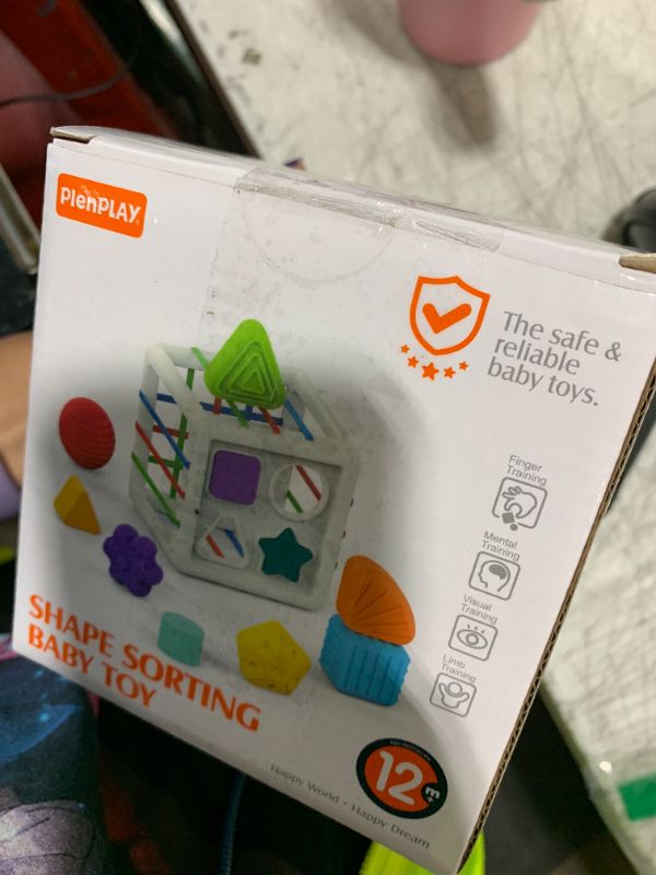 Photo 1 of PlenPLAY Shape Sorter Toy for Toddlers Age 1+, Educational Sorting Toy with Bright Colors and Multiple Shapes, Durable and Safe Learning Toy for Early Childhood Development (Cube, ABS Plastic)