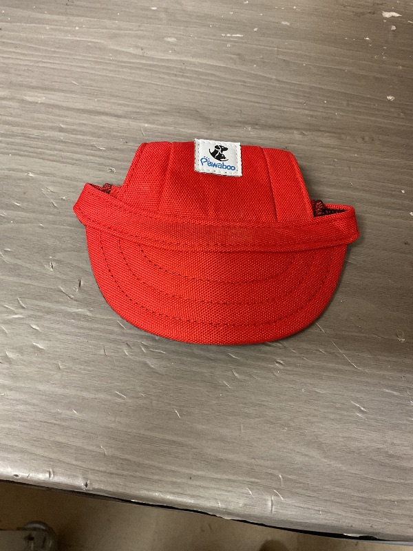Photo 1 of Pawaboo Dog Baseball Cap, Adjustable Dog Outdoor Sport Sun Protection Baseball Hat Cap Visor Sunbonnet Outfit with Ear Holes for Puppy Small Dogs, Small, Red