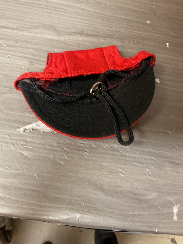 Photo 1 of Pawaboo Dog Baseball Cap, Adjustable Dog Outdoor Sport Sun Protection Baseball Hat Cap Visor Sunbonnet Outfit with Ear Holes for Puppy Small Dogs, Small, Red