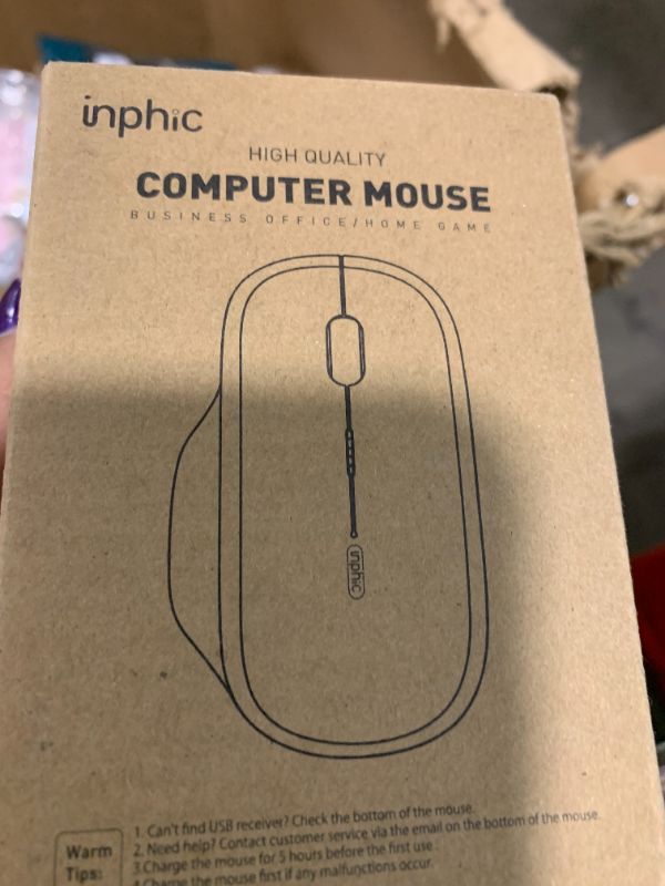 Photo 1 of INPHIC M1 II Wireless Mouse Bluetooth, 80g Tri-Mode (Bluetooth 5.0/4.0+USB) Computer Mouse, Visible Battery Leval, Type-C Charging, for Windows/PC/Mac/Tablet/Laptop - Black