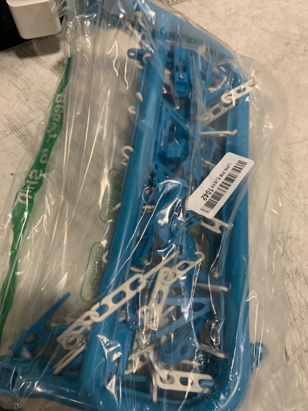 Photo 1 of SteelFever Clothes Drying Hanger with 32 Clips, Foldable Hanging Drying Rack for Clothes Underwear Socks (Blue)