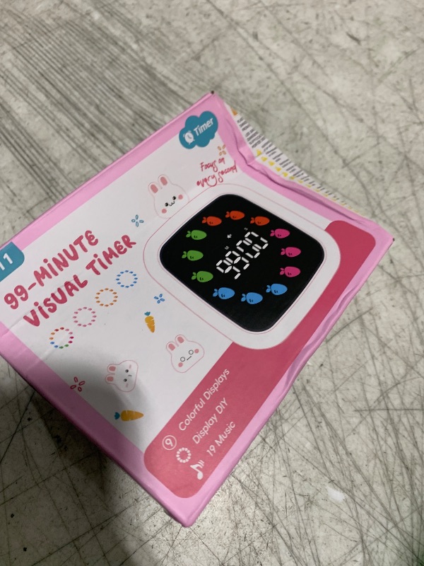 Photo 1 of Yunbaoit Digital Visual Timer for Kids, Rechargeable 99-Minute Silent Countdown Timer with 19 Ringtones, 9 Optional DIY Color Carrot Display, Time Management Tool with Pause Function (Rabbit)