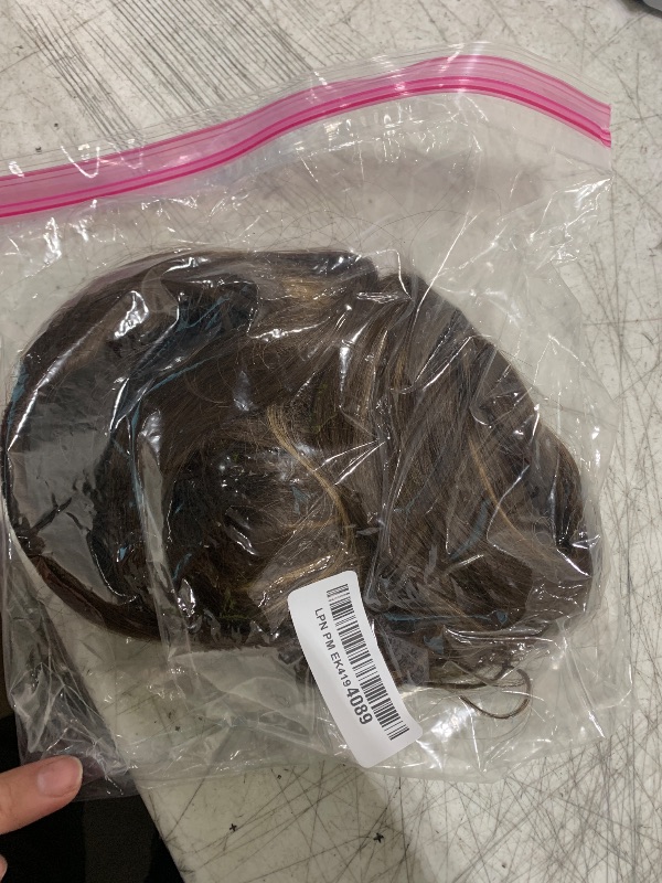 Photo 1 of Mayouda Omber Brown Ponytail Extension,18 Inch Wavy Drawstring Ponytail Hair Extension for Women Clip in Hairpiece Fake Pony Tails Hair Synthetic Extensions