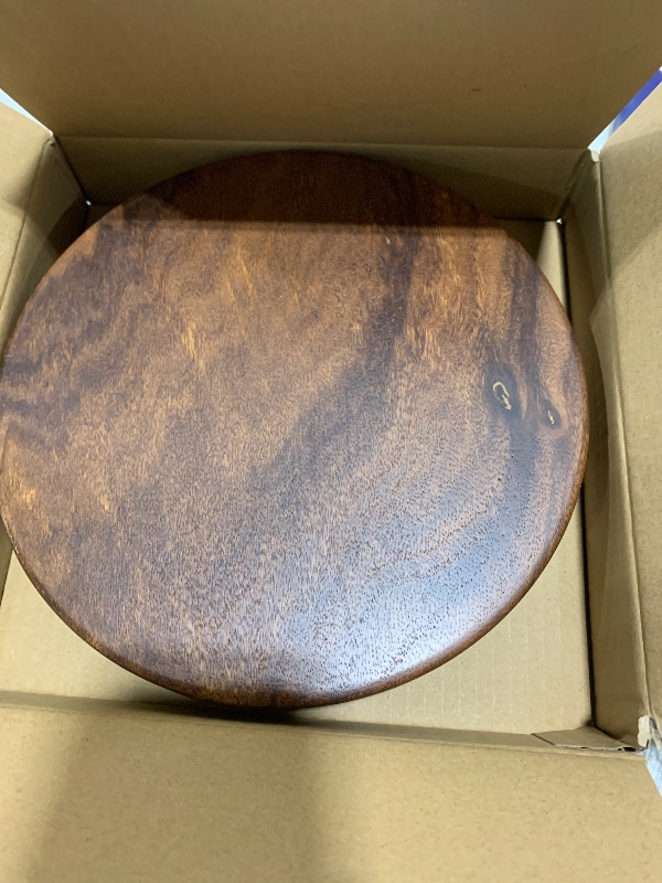 Photo 1 of kulusion Walnut Wood Pedestal Stand, 9.06" Round Wood Riser for Kitchen Counter, Farmhouse Soap Tray Wooden Display Riser for Decor, Plant, Bottle, Cake Stand