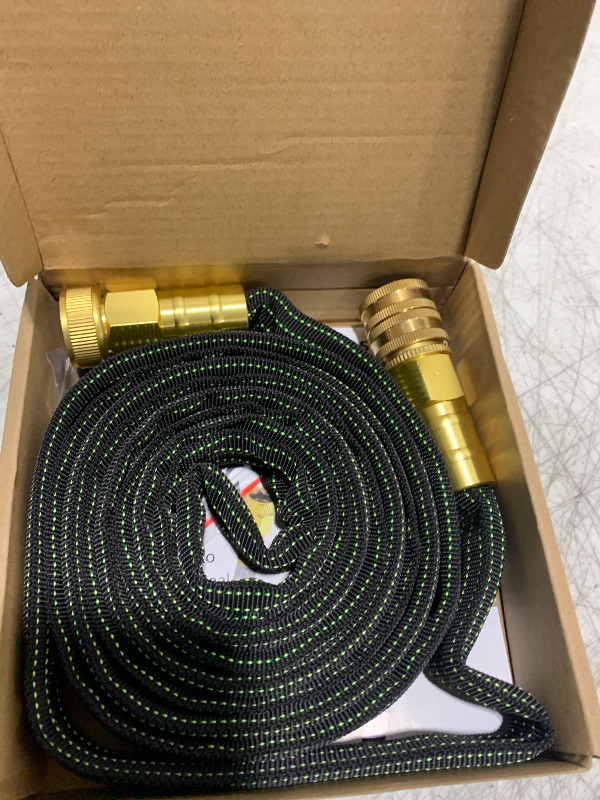 Photo 1 of 10FT Lightweight Garden Hose,Flexible Water Hose with Solid Brass Head,Kink-Free,Collapsible Hose,High Pressure Flat Water Hose for RV,Boat,Car Wash,Garden,Yard,Camper,Outdoor (GreenBlack, 10 feet)