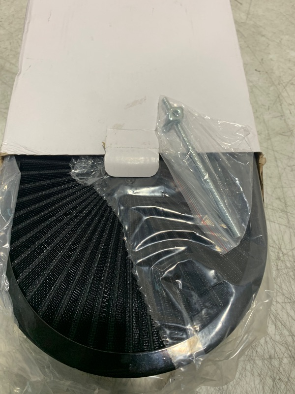 Photo 1 of JGhyperX Oval 12"x2" Air Cleaner Filter Assembly Kit Compatible with GMC Chevy Ford Chryler Dodge V8 Black 5-1/8" Carb Neck w/Flow-Thru Lid High Flow Chrome 5331ABK