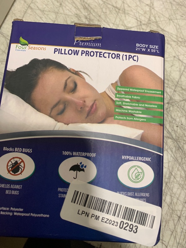 Photo 1 of Body Size Pillow Protector 21" W x 55" L – Waterproof Zippered Pillow Cover Hypoallergenic Dust Proof Pillowcase Encasement