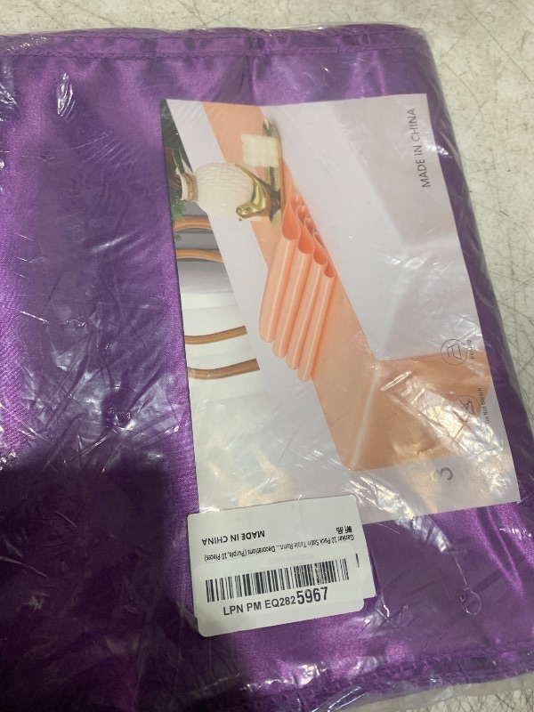Photo 1 of 10 Pack Purple Satin Table Runners for Wedding, 12 x 108 inches Long Decorations for Birthday, Party, Banquet, Purple Table Runners fit Rectange or Round Table