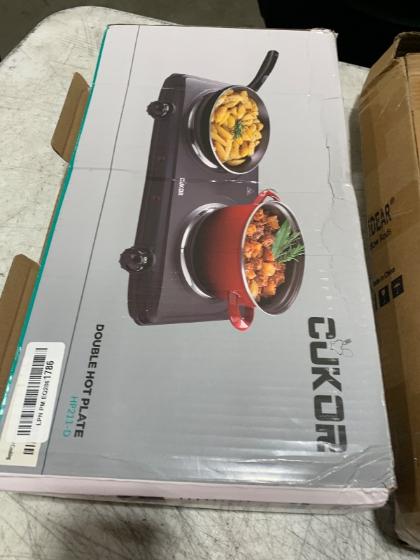 Photo 1 of CUKOR Electric Hot Plate, Double Cast Iron 2 Burner, 1800W Countertop Burner, Dual Electric Stove Burners, Portabel Electric Cooktop, Portabel Double Burner for Cooking