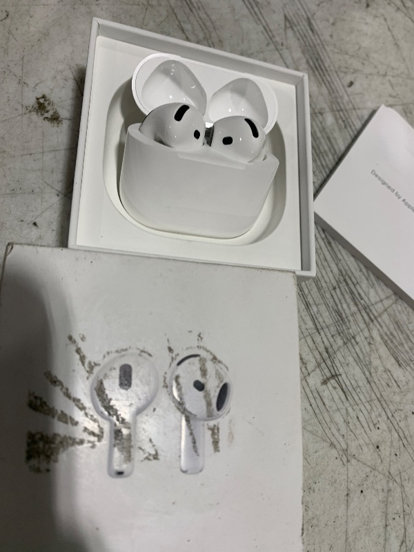 Photo 1 of Apple AirPods 4 Wireless Earbuds, Bluetooth Headphones, Personalized Spatial Audio, Sweat and Water Resistant, USB-C Charging Case, H2 Chip, Up to 30 Hours of Battery Life, Effortless Setup for iPhone